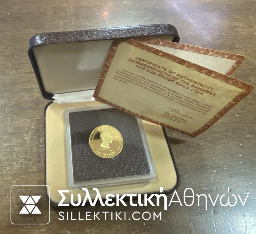 ΜΠΑΧΑΜΕΣ 100 Δολάριο Χρυσό 1978 Proof ΚΜ#80